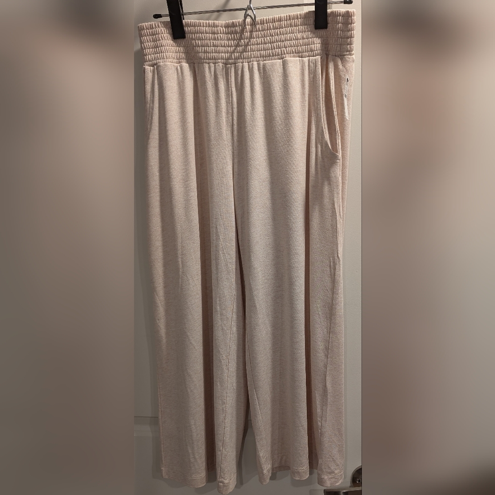 Talbots NWT Wide Leg Pants Small Sand Heather Pull On Cozycore Lounge